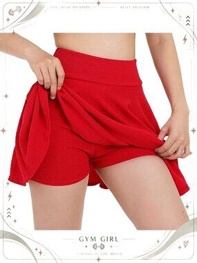 Women's Mini Skirt with Built-in Safety Shorts Stretchy High Waisted Pleated